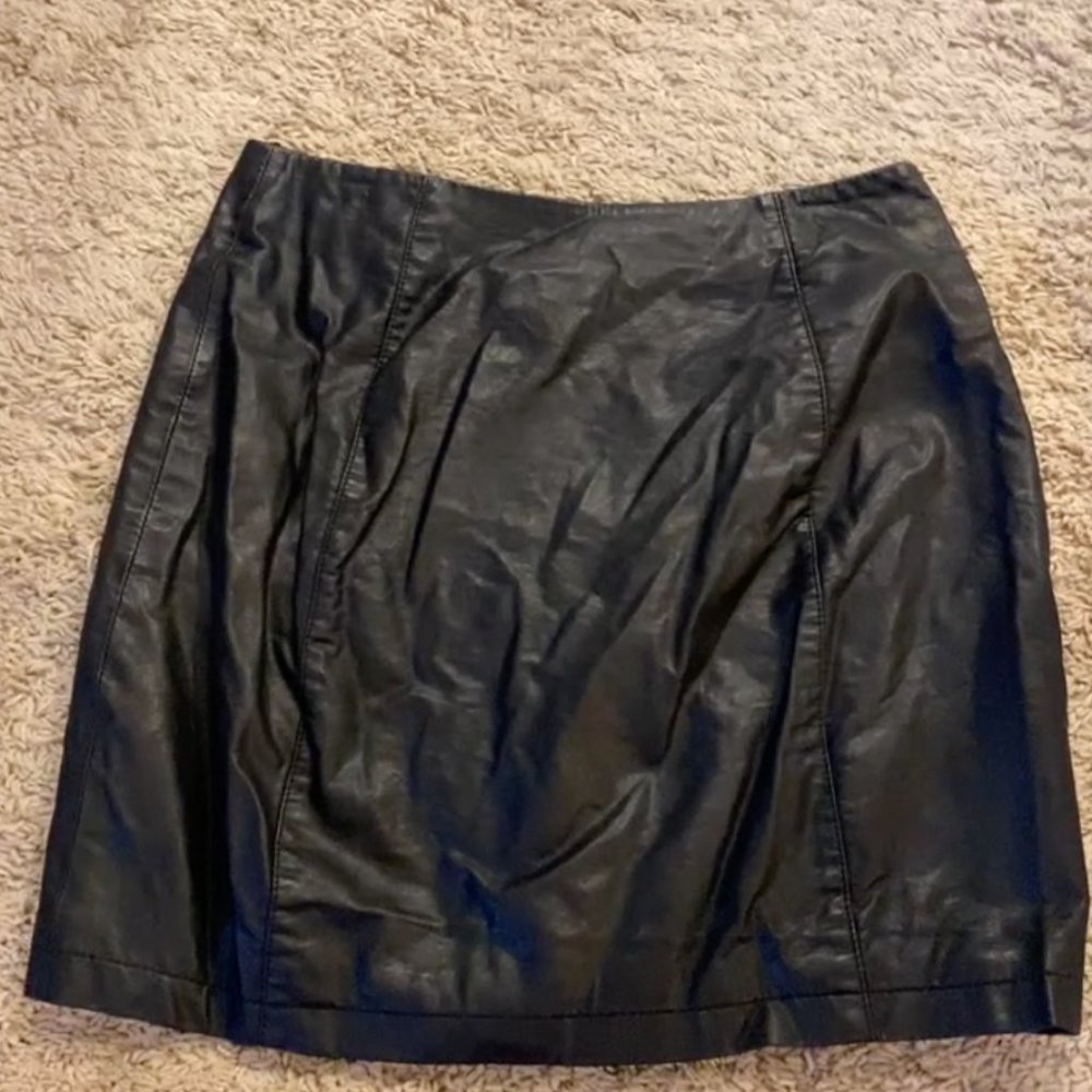 Free People Black Faux Leather Button Down Skirt - Picture 3 of 3